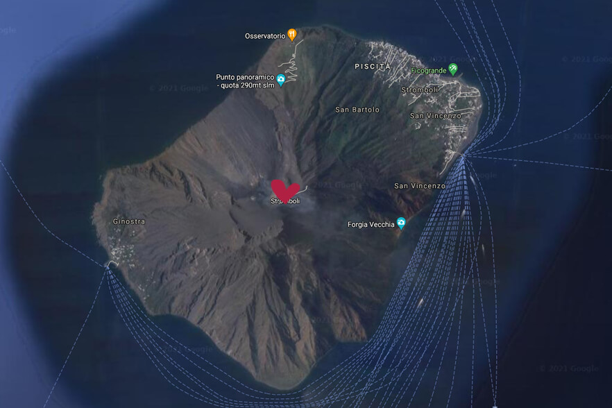 Vacanze a Stromboli - vista satellite